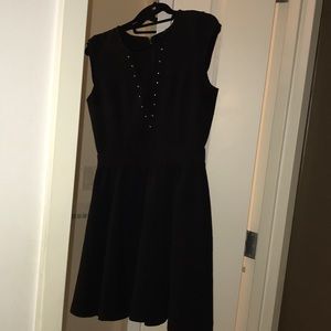 H&M black dress with see through v-neck pattern